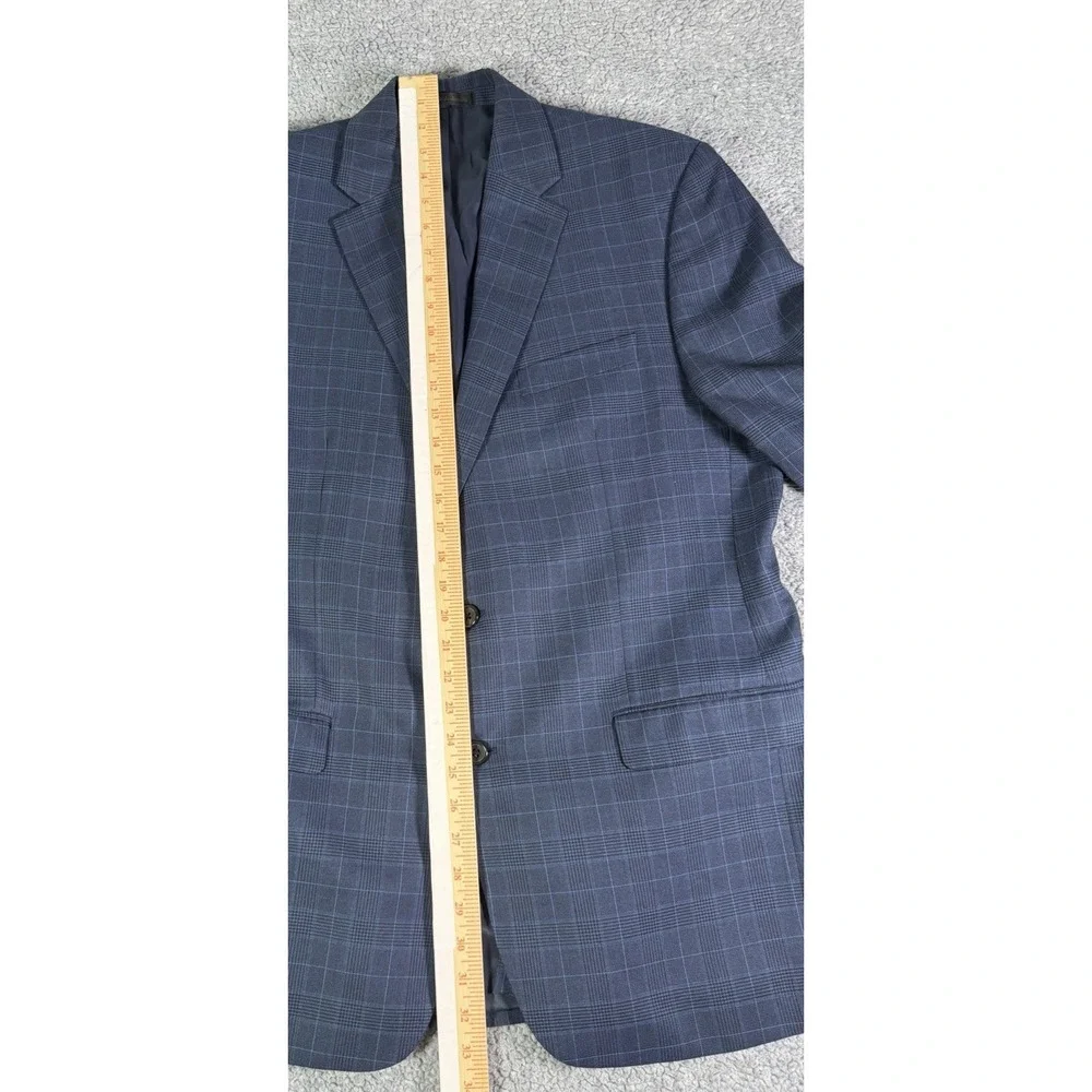 Lauren Ralph Lauren Men 42L Blue Houndstooth Glen Plaid Blazer Summer Blend